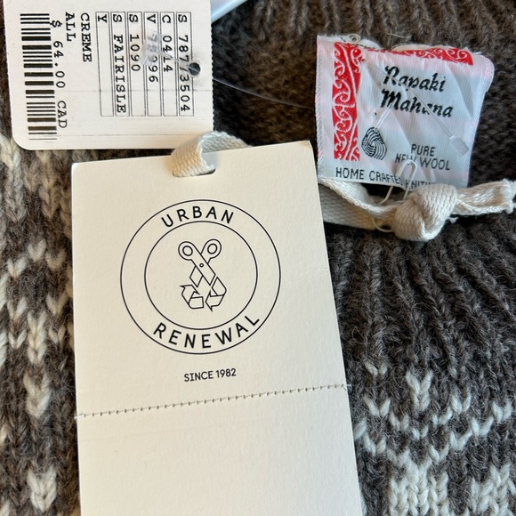 NWT Urban Outfitters, Urban Renewal fair isle sweater, cream and brown - Picture 3 of 8